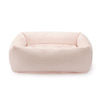 Blush Pink Gingham Bolster Dog Bed