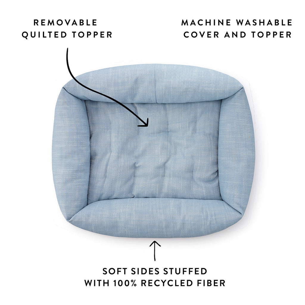 Chambray Blue Bolster Dog Bed