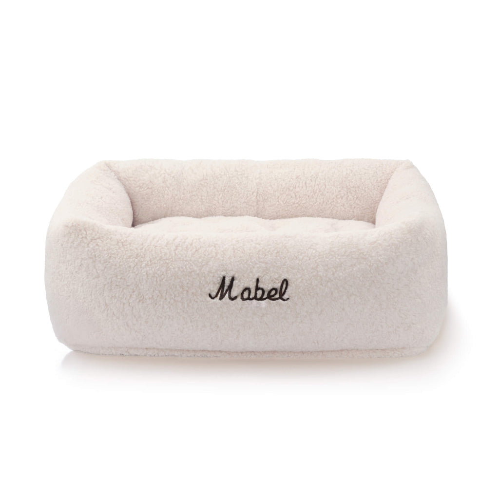 Ivory Recycled Sherpa Bolster Dog Bed