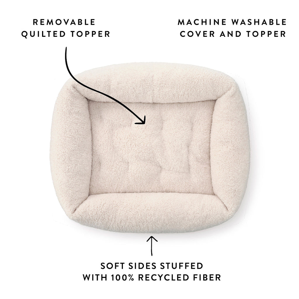 Ivory Recycled Sherpa Bolster Dog Bed