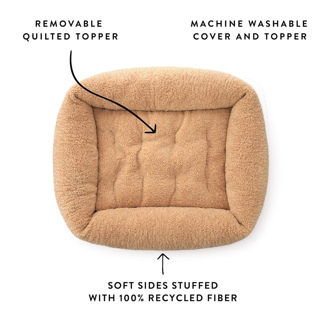 Latte Recycled Sherpa Bolster Dog Bed