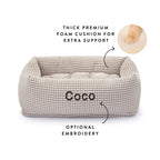 Mushroom Brown Gingham Bolster Dog Bed