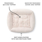 Natural Recycled Faux Fur Bolster Dog Bed