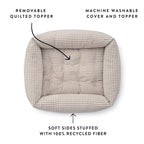 Mushroom Brown Gingham Bolster Dog Bed