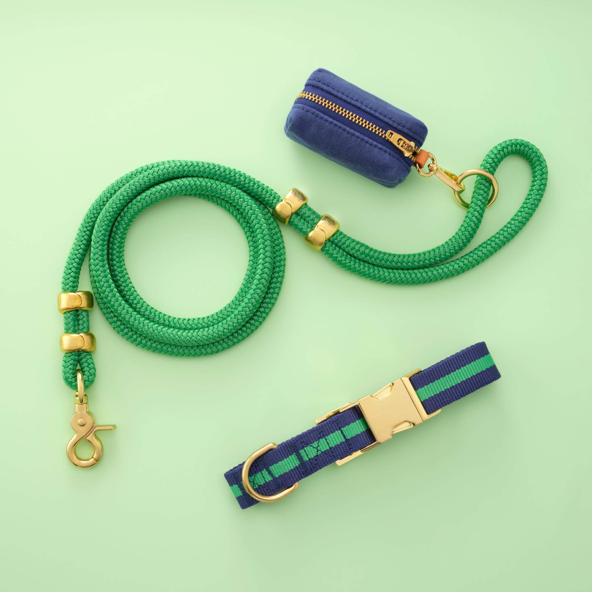 Camden Striped Webbing Collar Walk Set