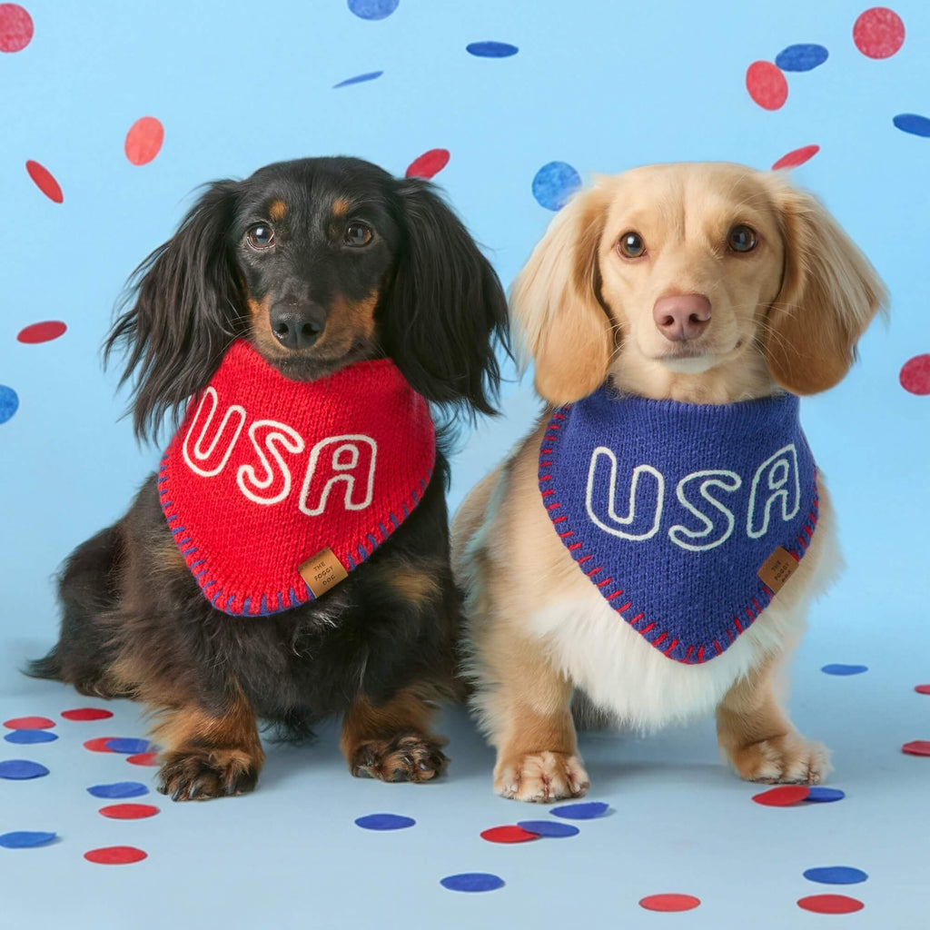 Red USA Knit Dog Bandana