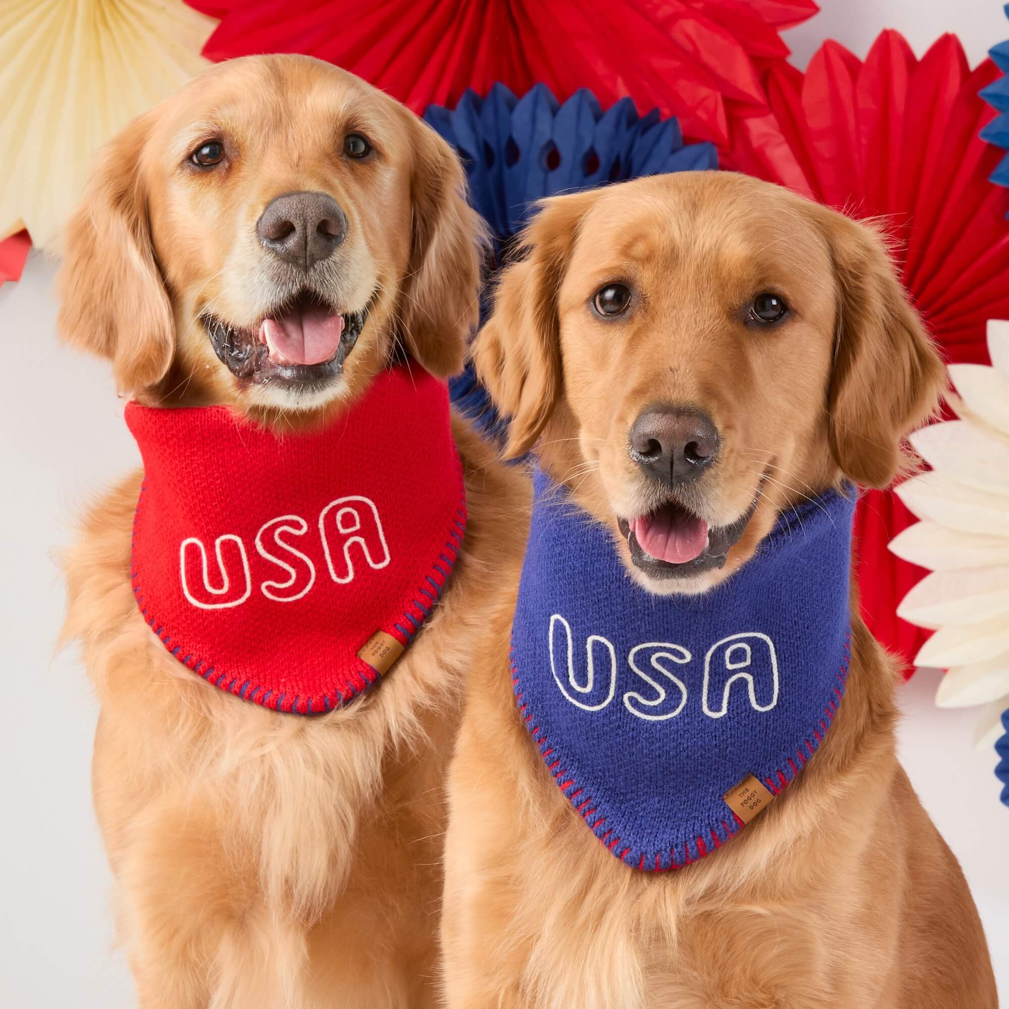 Red USA Knit Dog Bandana