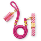 Hot Pink Gingham Collar Walk Set